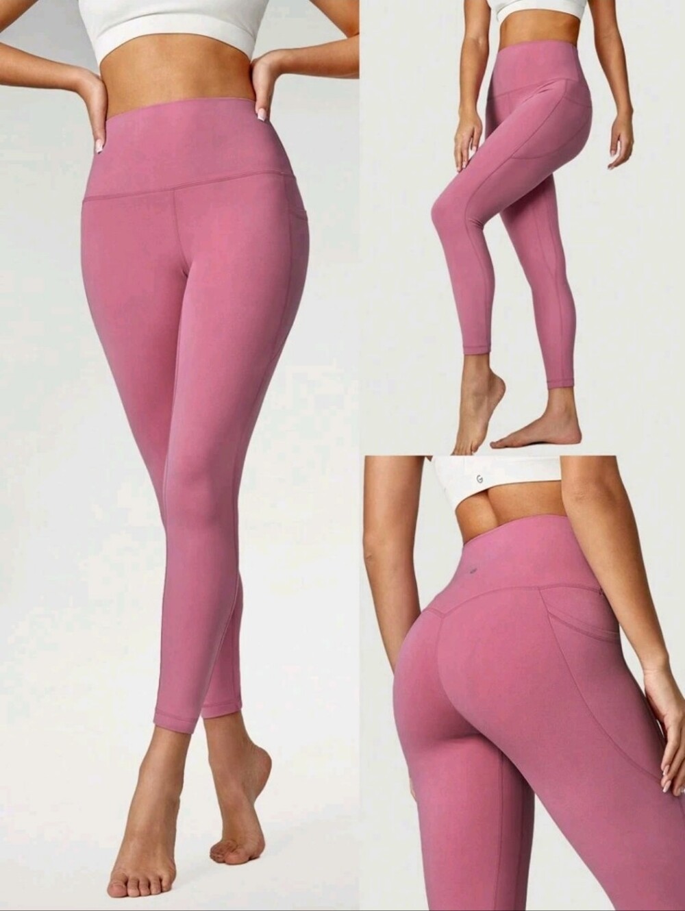 GLOWMODE FeatherFit High-Rise Side PocketHigh-Waist Pink Sculpting Leggings XS